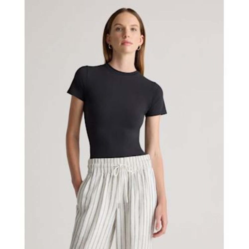 Quince Stretch Cotton Jersey Fitted T-Shirt XL in Black